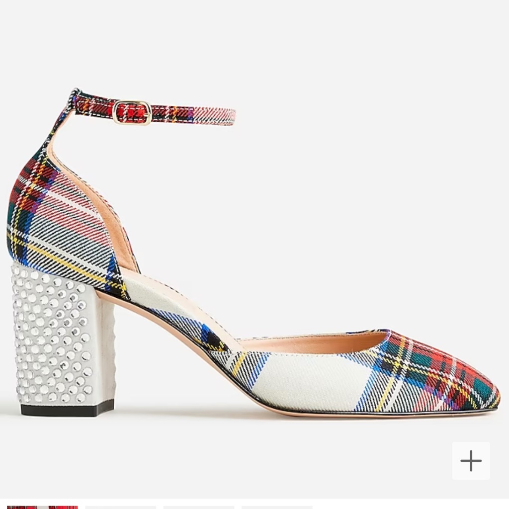 J Crew  Brand New Maisie Studded Heels In Stewart Tartan